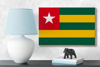 Panneau en bois drapeau du Togo 18x12 cm Décoration drapeau du Togo 3