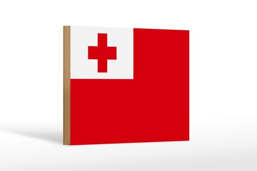 Holzschild Flagge Tongas 18x12 cm Flag of Tonga Dekoration