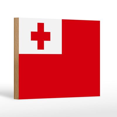 Letrero de madera Bandera de Tonga 18x12 cm Decoración Bandera de Tonga