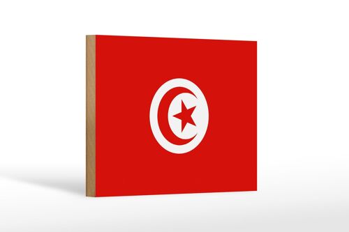 Holzschild Flagge Tunesiens 18x12 cm Flag of Tunisia Dekoration