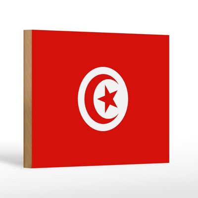 Holzschild Flagge Tunesiens 18x12 cm Flag of Tunisia Dekoration