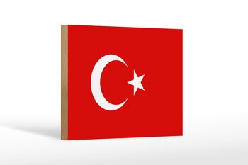 Drapeau en bois Türkiye 18x12 cm, décoration drapeau de la Turquie 1