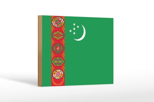 Holzschild Flagge Turkmenistans 18x12 cm Flag Turkmenistan Dekoration