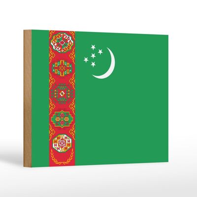 Letrero de madera bandera de Turkmenistán 18x12 cm Bandera Turkmenistán decoración