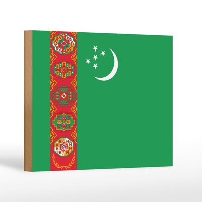Holzschild Flagge Turkmenistans 18x12 cm Flag Turkmenistan Dekoration