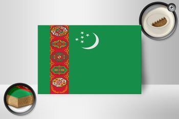 Panneau en bois drapeau du Turkménistan 18x12 cm, décoration du drapeau du Turkménistan 2