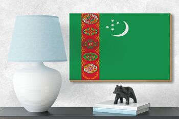 Panneau en bois drapeau du Turkménistan 18x12 cm, décoration du drapeau du Turkménistan 3