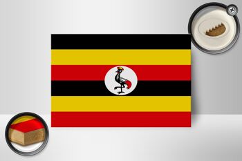 Panneau en bois drapeau de l'Ouganda 18x12 cmDrapeau de l'Ouganda décoration 2