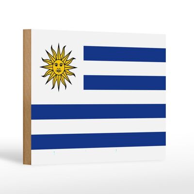 Letrero de madera Bandera de Uruguay 18x12 cm Decoración Bandera de Uruguay