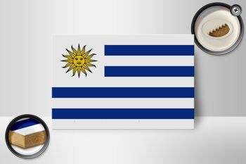 Panneau en bois drapeau de l'Uruguay 18x12 cm Décoration drapeau de l'Uruguay 2