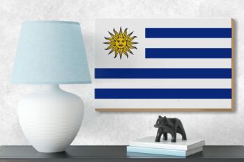 Panneau en bois drapeau de l'Uruguay 18x12 cm Décoration drapeau de l'Uruguay 3