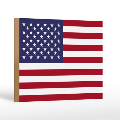 Cartello in legno bandiera Stati Uniti 18x12 cm decorazione Stati Uniti