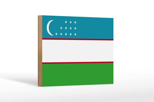 Holzschild Flagge Usbekistans 18x12 cm Flag of Uzbekistan Dekoration