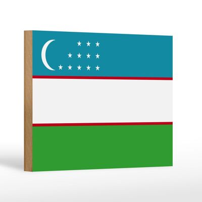 Cartello in legno bandiera dell'Uzbekistan 18x12 cm Decorazione bandiera dell'Uzbekistan