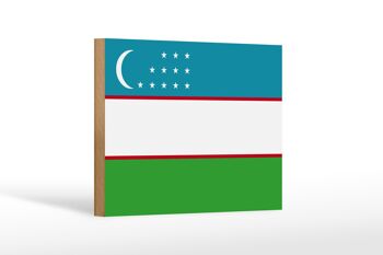 Panneau en bois drapeau de l'Ouzbékistan 18x12 cm Décoration drapeau de l'Ouzbékistan 1
