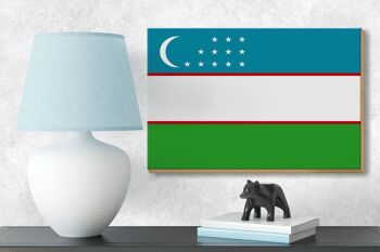 Panneau en bois drapeau de l'Ouzbékistan 18x12 cm Décoration drapeau de l'Ouzbékistan 3