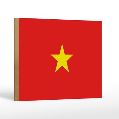 Letrero de madera Bandera de Vietnam 18x12 cm Decoración Bandera de Vietnam
