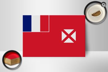 Panneau en bois drapeau Wallis et Futuna 18x12cm Décoration drapeau de Wallis 2