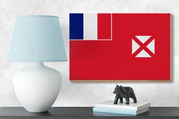 Panneau en bois drapeau Wallis et Futuna 18x12cm Décoration drapeau de Wallis 3