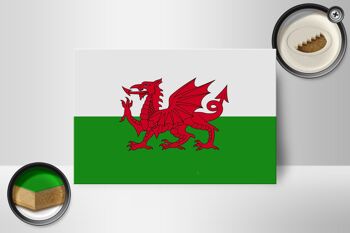 Panneau en bois drapeau du Pays de Galles 18x12 cm Décoration drapeau du Pays de Galles 2