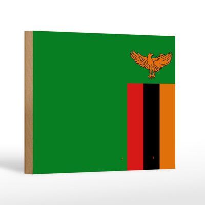 Holzschild Flagge Sambias 18x12 cm Flag of Zambia Dekoration