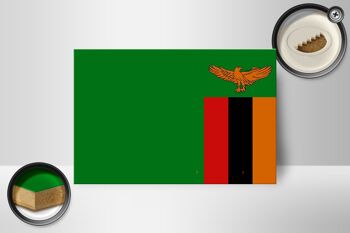 Panneau en bois drapeau de la Zambie 18x12 cm Décoration drapeau de la Zambie 2