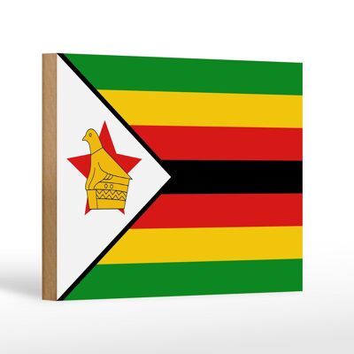 Letrero de madera Bandera de Zimbabue 18x12 cm Bandera de Zimbabue decoración