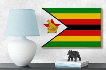 Panneau en bois drapeau du Zimbabwe 18x12 cm Décoration drapeau du Zimbabwe 3