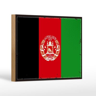 Letrero de madera bandera de Afganistán 18x12 cm decoración retro Afganistán