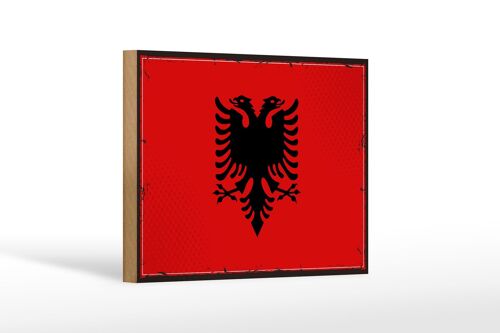 Holzschild Flagge Albaniens 18x12 cm Retro Flag Albania Dekoration