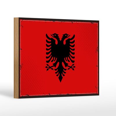 Letrero de madera bandera de Albania 18x12 cm bandera retro decoración de Albania
