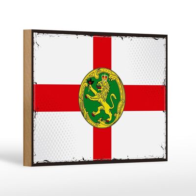 Panneau en bois drapeau Aurigny 18x12 cm drapeau rétro décoration Aurigny