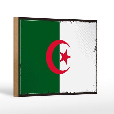 Letrero de madera bandera de Argelia 18x12 cm bandera retro decoración de Argelia