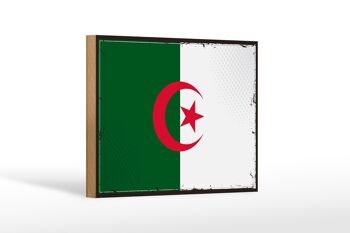 Panneau en bois drapeau de l'Algérie 18x12 cm drapeau rétro décoration Algérie 1