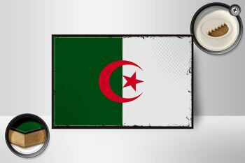 Panneau en bois drapeau de l'Algérie 18x12 cm drapeau rétro décoration Algérie 2