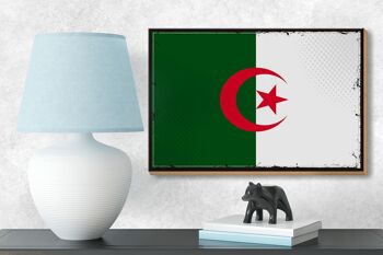 Panneau en bois drapeau de l'Algérie 18x12 cm drapeau rétro décoration Algérie 3