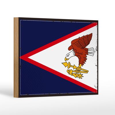 Holzschild Flagge 18x12 cm Retro Flag of American Samoa Dekoration
