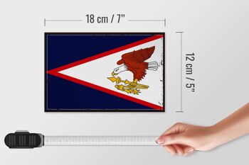 Drapeau en bois 18x12 cm, drapeau rétro des Samoa américaines, décoration 4