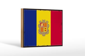 Panneau en bois drapeau d'Andorre 18x12 cm Décoration rétro drapeau d'Andorre 1
