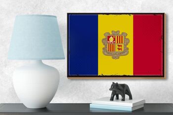 Panneau en bois drapeau d'Andorre 18x12 cm Décoration rétro drapeau d'Andorre 3