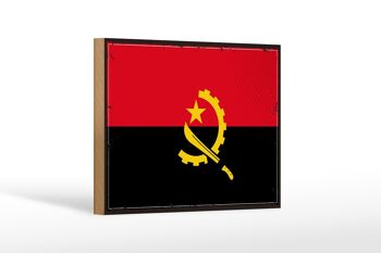 Panneau en bois Drapeau de l'Angola 18x12 cm Drapeau rétro de l'Angola Décoration 1