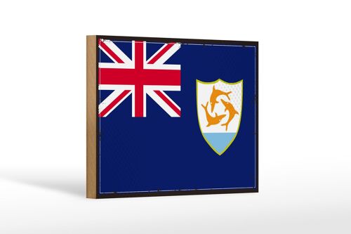 Holzschild Flagge Anguillas 18x12cm Retro Flag of Anguilla Dekoration