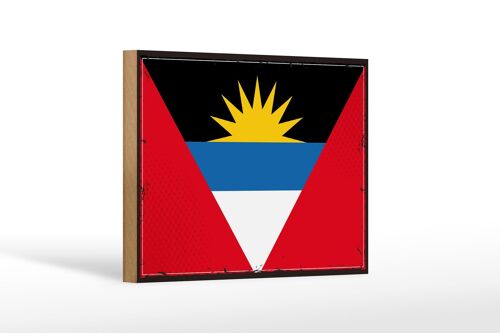 Holzschild Flagge Antigua und Barbuda 18x12 cm Retro Flag Dekoration