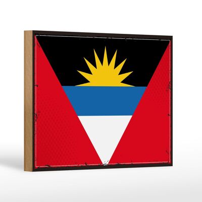 Holzschild Flagge Antigua und Barbuda 18x12 cm Retro Flag Dekoration