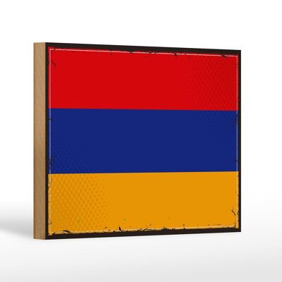 Letrero de madera bandera Armenia 18x12 cm Bandera Retro de Armenia decoración