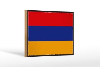 Panneau en bois drapeau Arménie 18x12 cm Décoration rétro drapeau de l'Arménie 1