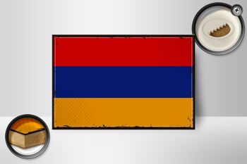 Panneau en bois drapeau Arménie 18x12 cm Décoration rétro drapeau de l'Arménie 2