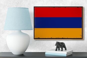 Panneau en bois drapeau Arménie 18x12 cm Décoration rétro drapeau de l'Arménie 3