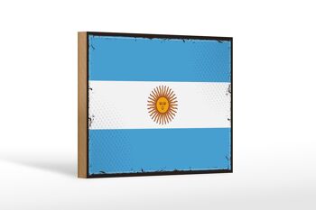 Panneau en bois drapeau argentine 18x12cm, drapeau rétro décoration argentine 1