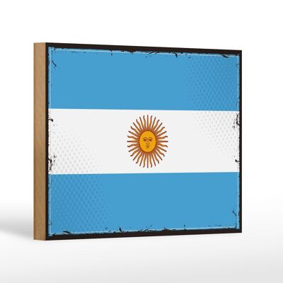 Holzschild Flagge Argentinien 18x12cm Retro Flag Argentina Dekoration